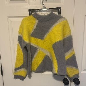 Zara Gray and Yellow Turtleneck Sweater